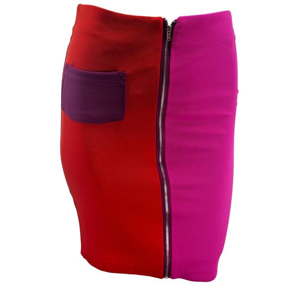Poof Apparel Ribbed Colorblock Bodycon Reversible Mini Skirt Women's S 3342 - Picture 1 of 7